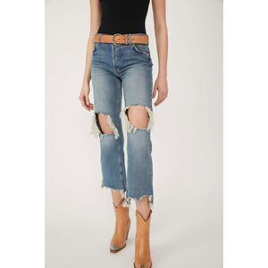 Free People Button Fly Maggie Mid-Rise Straight-Leg Jeans Size 26